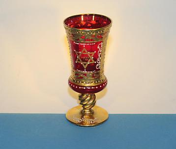 Antieke kiddush kelkje glas 24K goudversiering Murano stijl beschikbaar voor biedingen