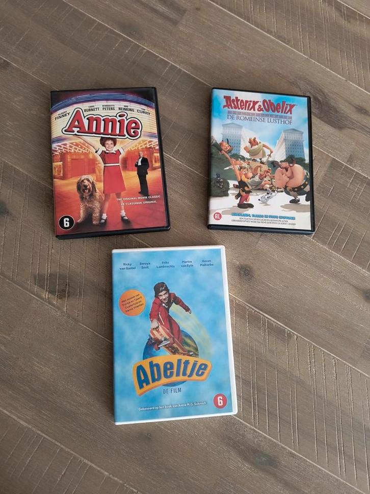 3 DVD's: Annie, Asterix & Obelix, Abeltje, Cd's en Dvd's, Dvd's | Kinderen en Jeugd, Zo goed als nieuw, Film, Overige genres, Alle leeftijden
