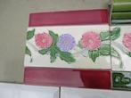 65 art nouveau wandtegels 7,5x15cm, paars en roze bloem, Ophalen