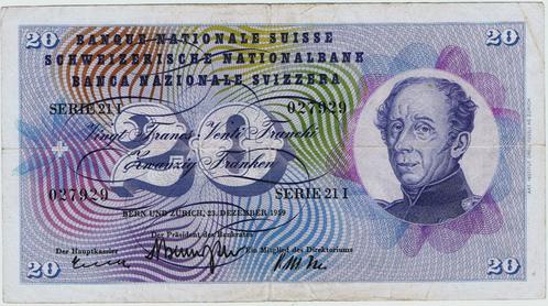 20-032 Zwitserland 20 franc 1959, Postzegels en Munten, Bankbiljetten | Europa | Niet-Eurobiljetten, Los biljet, Overige landen