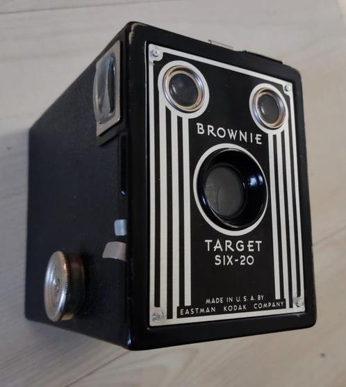 Vintage camera Kodak Brownie Target Six-20 in originele tas, Audio, Tv en Foto, Fotocamera's Analoog, Gebruikt, Compact, Kodak