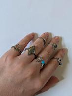 Set van 6 vintage zilverkleurige ringen, Overige materialen, Gebruikt, Ophalen of Verzenden, 17 tot 18