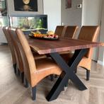 6 lederen eetkamer stoelen van echt leer onverwoestbaar!, Antiek en Kunst, Ophalen of Verzenden