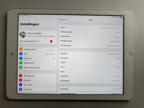 ipad air, Computers en Software, Apple iPads, Zo goed als nieuw, Apple iPad Air, Wi-Fi en Mobiel internet, 10 inch, 128 GB, Wit