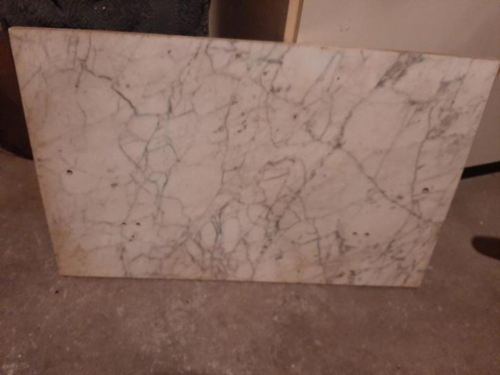 wit zwart gevlamd marmeren plaat blad wastafel 63x40+50x30, Huis en Inrichting, Badkamer | Badkamermeubels, Gebruikt, Overige typen