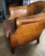 MOOIE OUD DOORLEEFDE SCHAAPSLEREN  STOEL, Huis en Inrichting, Fauteuils, Ophalen, Zo goed als nieuw, Stof, 50 tot 75 cm