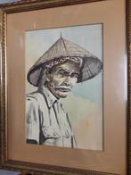 PRACHTIGE ANTIEKE GESIGNEERDE INDONESISCHE AQUAREL, Antiek en Kunst, Kunst | Schilderijen | Klassiek, Ophalen of Verzenden