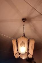 Hollywood Regency glazen hanglamp met gouden details., Huis en Inrichting, Ophalen, Gebruikt, Glas