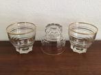 Brocante franse waterglazen met gouden randjes., Antiek en Kunst, Antiek | Glas en Kristal, Ophalen of Verzenden