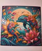 Diamond painting kaart dolfijnen (2), Ophalen of Verzenden, Nieuw, Overige thema's