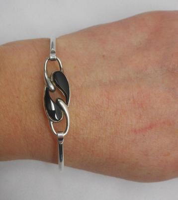 Zilveren vintage armband met onyx nr.1298 beschikbaar voor biedingen