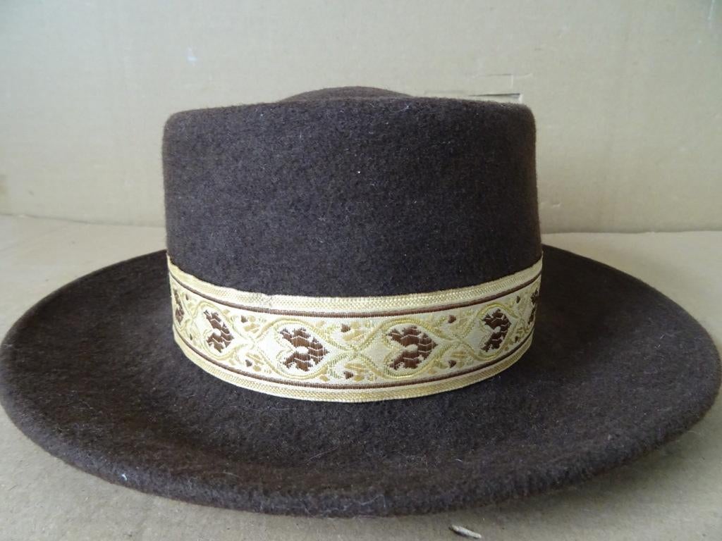 Curiosa vintage hoed vintage bruine hoed AG retro hoed 1960, AG, Hoed, Onbekend, Ophalen of Verzenden