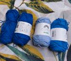 4 bollen blauw katoen, Hobby en Vrije tijd, Breien en Haken, Ophalen of Verzenden, Nieuw, Breien of Haken, Wol of Garen