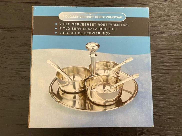 Serveerset rvs - schaaltjes en servies - nieuw!, Huis en Inrichting, Keuken | Servies, Nieuw, Schaal of Schalen, Overige stijlen