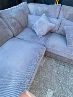 !!ACTIE!! Lichtgrijze ribstof hoekbank, gratis levering, Verzenden, Hoekbank, 300 cm of meer, Metaal