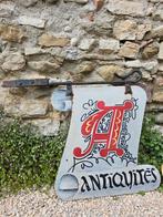 Prachtig groot echt antiek Frans uithangbord ANTIQUITES €559, Ophalen of Verzenden, Zo goed als nieuw, Reclamebord