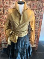 Pauw 100% zijde goudkleurige wikkelblouse mt 1 / 36, Kleding | Dames, Blouses en Tunieken, Ophalen of Verzenden, Zo goed als nieuw
