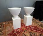 Pracht elegante XL Pot op Zuil 2x hoogglans wit. Zie foto's,, Ophalen, Zo goed als nieuw