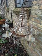 Vintage Kroonluchter met Kristallen, Huis en Inrichting, Lampen | Kroonluchters, Ophalen, Gebruikt, Glas, Vintage
