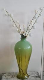 Prachtige groene vintage vaas, Huis en Inrichting, Woonaccessoires | Vazen, Ophalen, Gebruikt, Glas, Minder dan 50 cm
