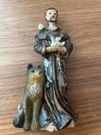 Sint Franciscus Beeldje met Wolf en Duif Vintage Religieus O, Antiek en Kunst, Ophalen of Verzenden