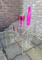 Plexiglas mimiset nesting tables vintage 3 tafels decoratief, 25 tot 50 cm, Gebruikt, Rechthoekig, Minder dan 50 cm