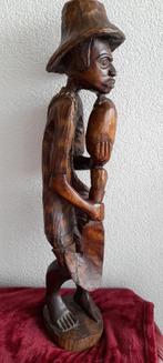 oud primitief houtsnijwerk van Haïtiaanse veldwerker 73 cm, Verzenden