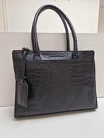 Cowboysbag leren tas crocoprint - werktas, Ophalen of Verzenden, Zo goed als nieuw, Zwart, Schoudertasje