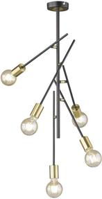 Wofi York 9255.05.10.8000 plafondlamp zwart goud 5xE27 NIEUW, Huis en Inrichting, Lampen | Plafondlampen, Nieuw, Modern, Ophalen of Verzenden