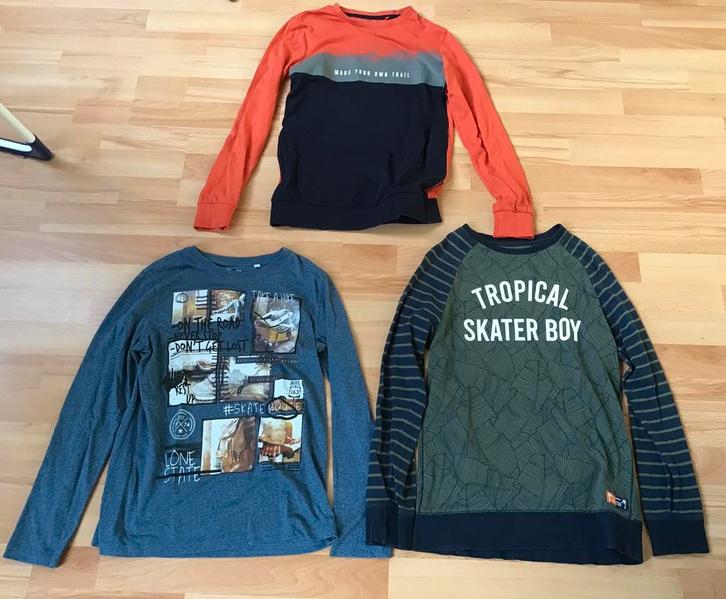 3 shirts lange mouw maat 146-152 en 158-164, Kinderen en Baby's, Kinderkleding | Maat 146, Zo goed als nieuw, Jongen, Shirt of Longsleeve