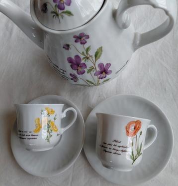 Libelle kopjes theepot koffiepot paarse viooltjes  beschikbaar voor biedingen