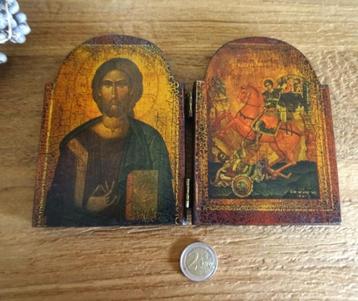 2 luiks icoon, reisicoon: Christus, Joris de drakendoder beschikbaar voor biedingen