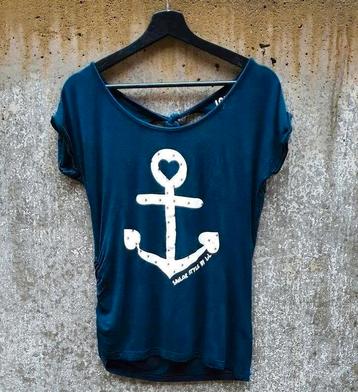 Sailor wit anker t-shirt maat XS / M marine blauw Lola&Liza beschikbaar voor biedingen