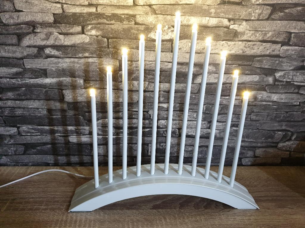 Lamp Kandelaar met 11 armen wit metaal, Ophalen of Verzenden, Zo goed als nieuw, Metaal, Minder dan 50 cm