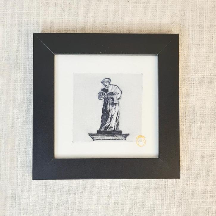 Ets 10x10 standbeeld Erasmus Rotterdam, incl lijst, Huis en Inrichting, Woonaccessoires | Schilderijen, Tekeningen en Foto's, Nieuw