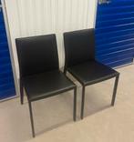 Hulsta Now S18 Lederen Eetkamerstoelen - 4 stuks, Huis en Inrichting, Stoelen, Ophalen, Gebruikt, Zwart, Metaal