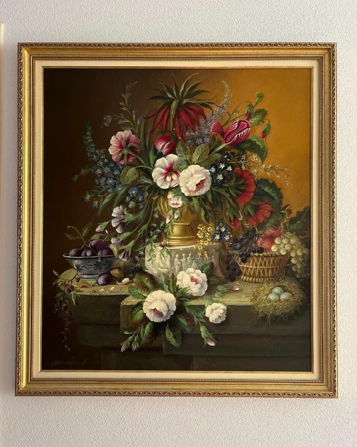 Schilderij pronkstilleven op paneel. Thomas Heesakkers., Antiek en Kunst, Kunst | Schilderijen | Klassiek, Ophalen