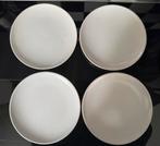 4 ronde witte borden Potterie de Driehoek Huizen plateel, Ophalen of Verzenden