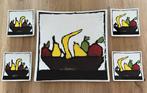 Tapasbord met 4 kleine bordjes kunst Marliske ten Haken, Overige typen, Ophalen of Verzenden, Zo goed als nieuw, Overige stijlen