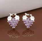 Druiven 925 zilveren oorbellen met paarse zirkonen, Nieuw, Ophalen of Verzenden, Met edelsteen, Knopjes of Stekers