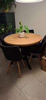 Landelijke eiken tafel & 4 stoelen, Huis en Inrichting, Tafels | Eettafels, Ophalen, 50 tot 100 cm, Zo goed als nieuw, Vijf personen of meer