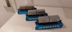 3 Märklin plattewagons beladen met containers 4664 en 4659, Wisselstroom, Wagon, Ophalen of Verzenden, Zo goed als nieuw