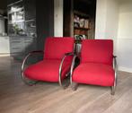 2x Fauteuil I Stoel I Retro I Vintage I Nieuw bekleed I Rood, Ophalen, Gebruikt, Minder dan 75 cm, Metaal