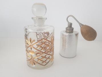 Vintage parfumkaraf + jaren '60 parfum puffer beschikbaar voor biedingen