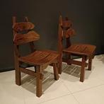 Brutalist eethoekstoelen, Huis en Inrichting, Stoelen, Ophalen of Verzenden, Bruin, Hout