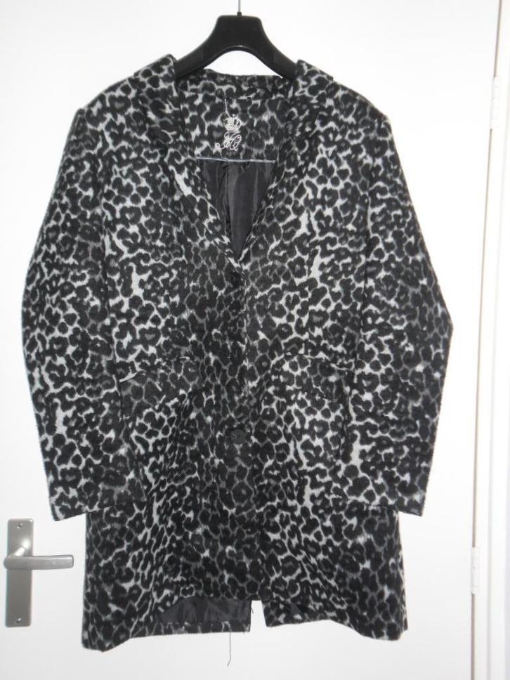 Freequent Grijze Luipaard Print Jas Maat L, Kleding | Dames, Jassen | Winter, Zo goed als nieuw, Maat 38/40 (M), Grijs, Ophalen of Verzenden