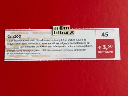 Bon 45 GaiaZoo €3,50 korting p.p. voor max 4 personen., Tickets en Kaartjes, Recreatie | Dierentuinen, Drie personen of meer, Kortingskaart