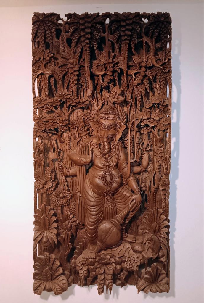 Houten Wandpaneel met Ganesha, Antiek en Kunst, Kunst | Beelden en Houtsnijwerken, Ophalen