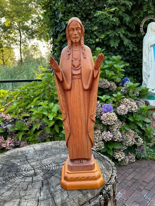 Oud houten Italiaans heiligenbeeld ❤️ Jezus heilig hart, Antiek en Kunst, Antiek | Religie, Ophalen of Verzenden