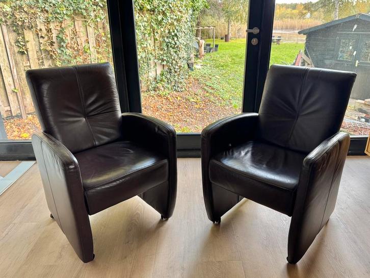 Leren stoel twee stoelen, Huis en Inrichting, Stoelen, Gebruikt, Twee, Leer, Bruin, Ophalen